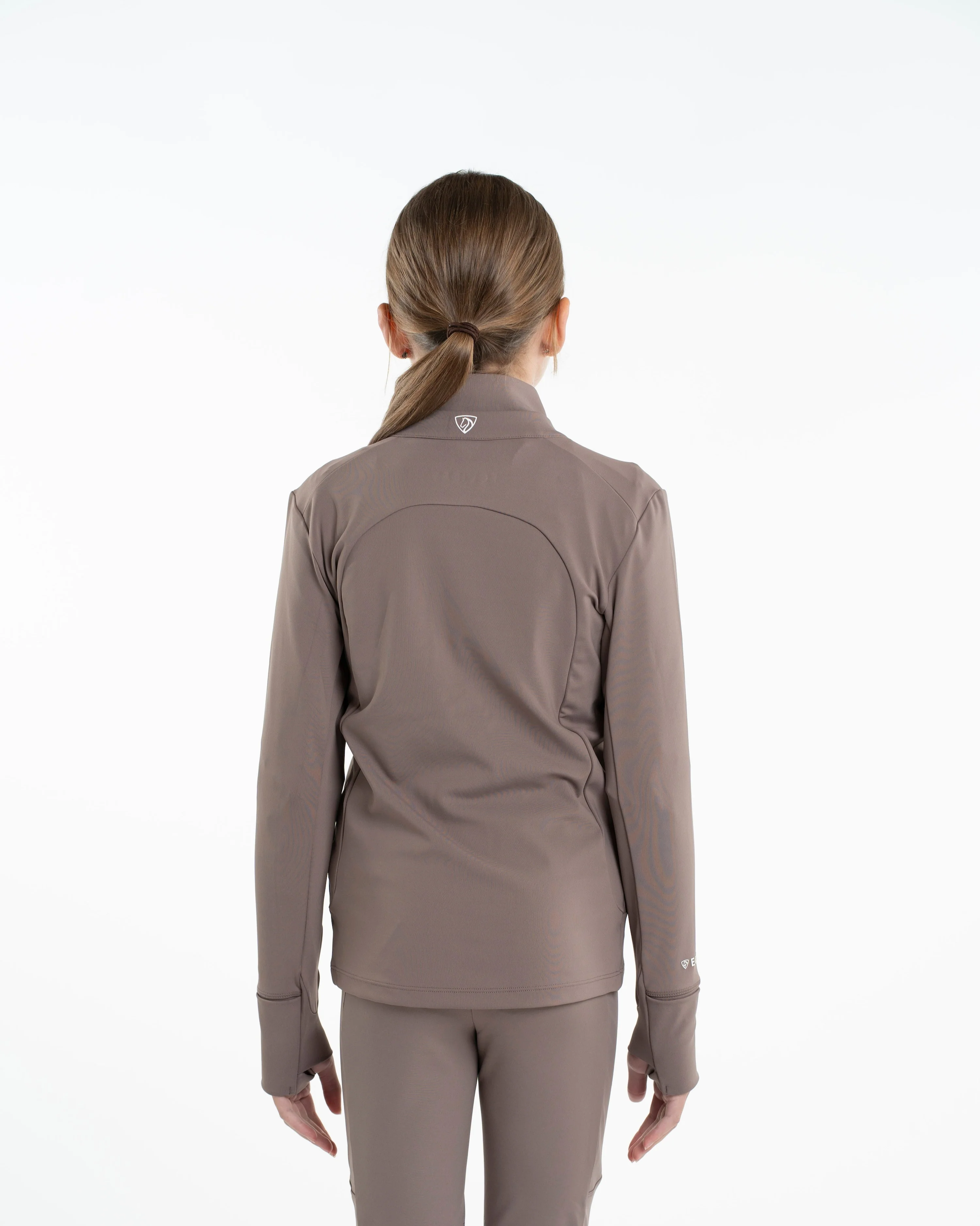 Children's Water Repellent Zip up Top | Mocha/White - Image 3