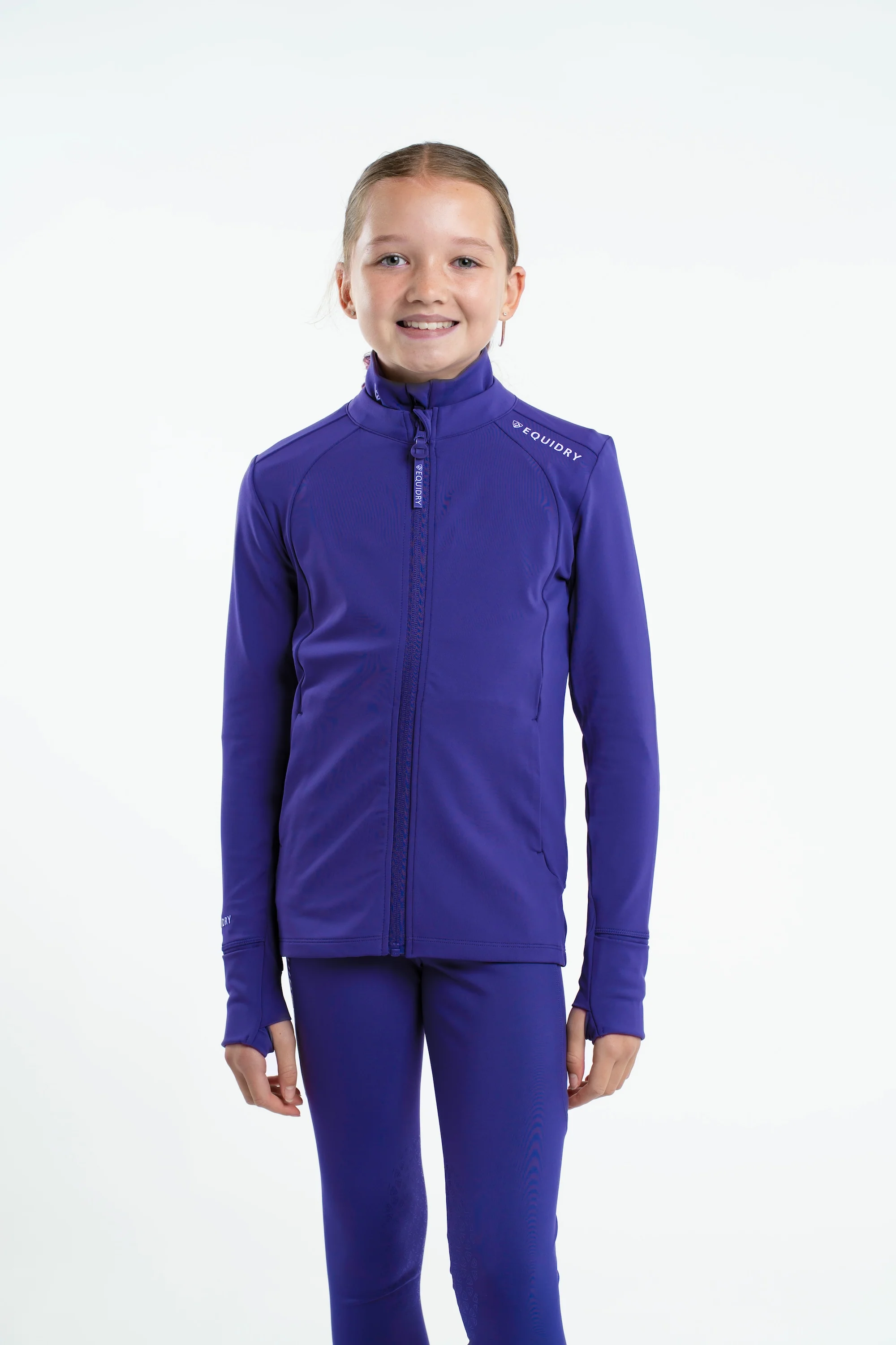 Children's Water Repellent Zip up Top | Purple/White - Image 3