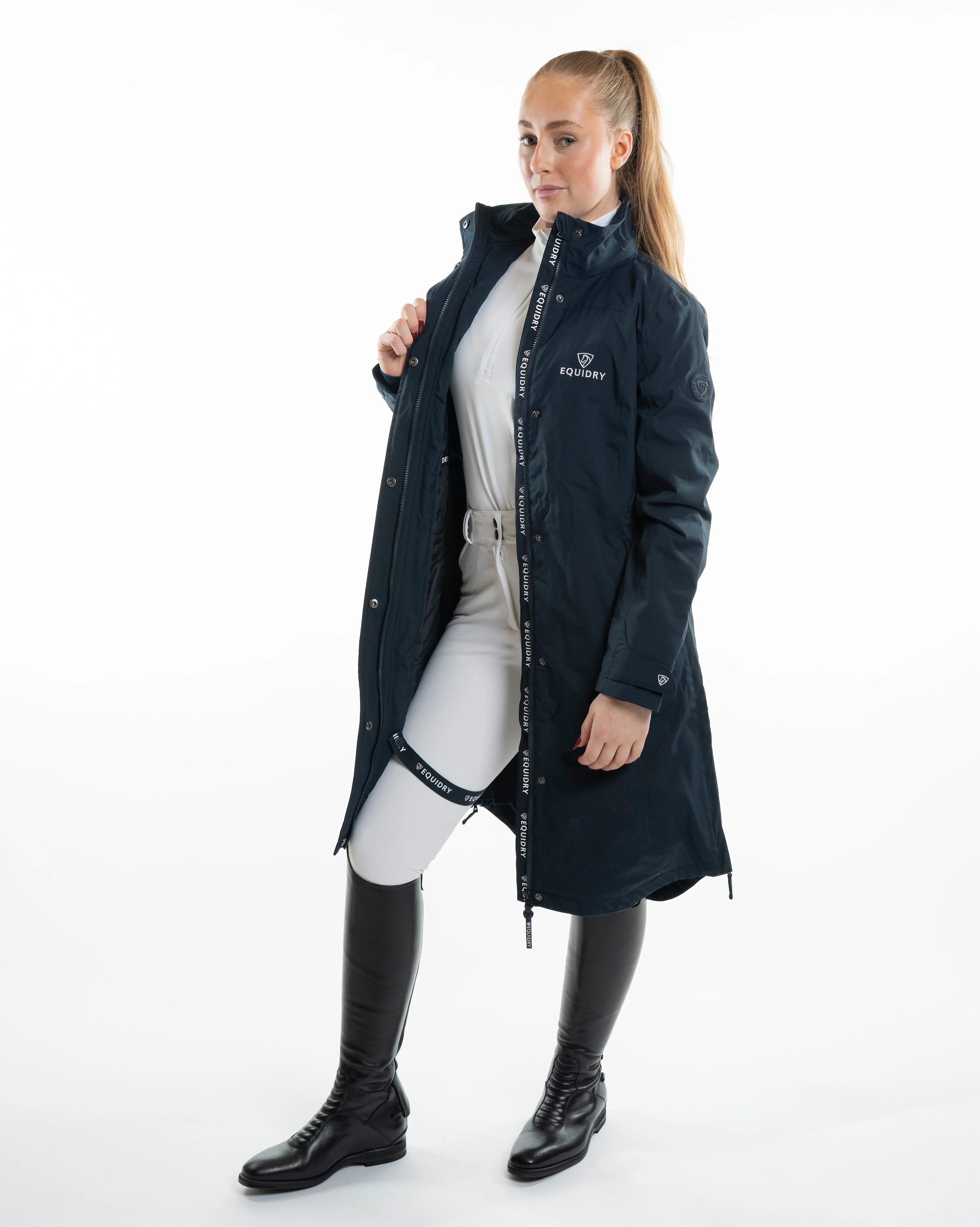 Bronte Waterproof Riding Coat | Removable Hood | Women's | Navy - Image 10