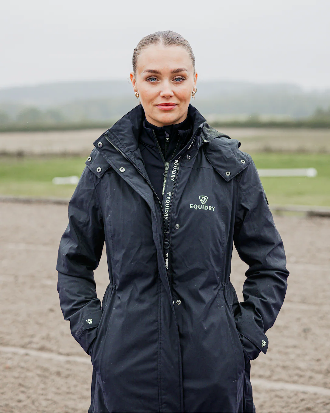 Bronte Waterproof Riding Coat | Removable Hood | Women's | Navy - Image 3