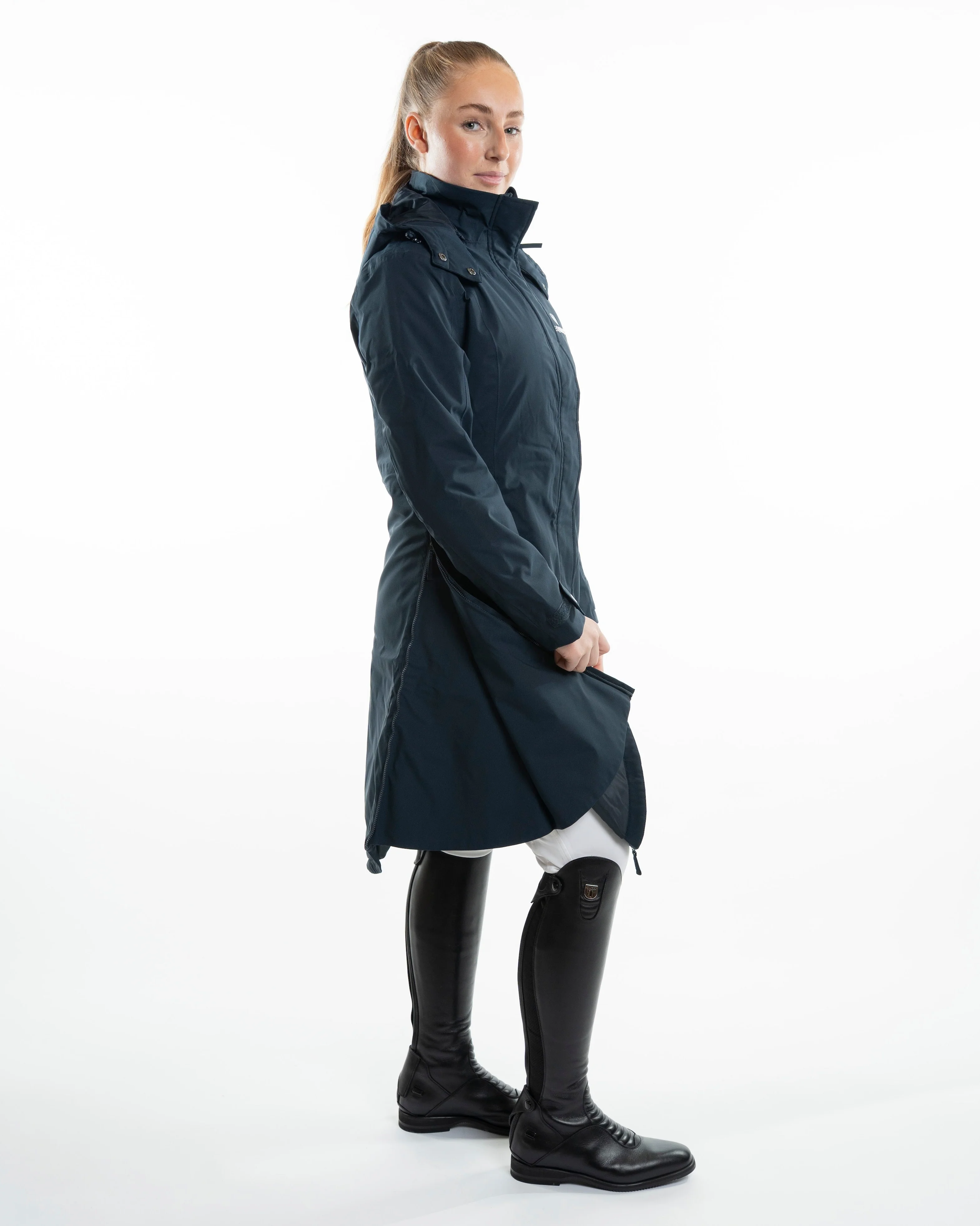 Bronte Waterproof Riding Coat | Removable Hood | Women's | Navy - Image 9