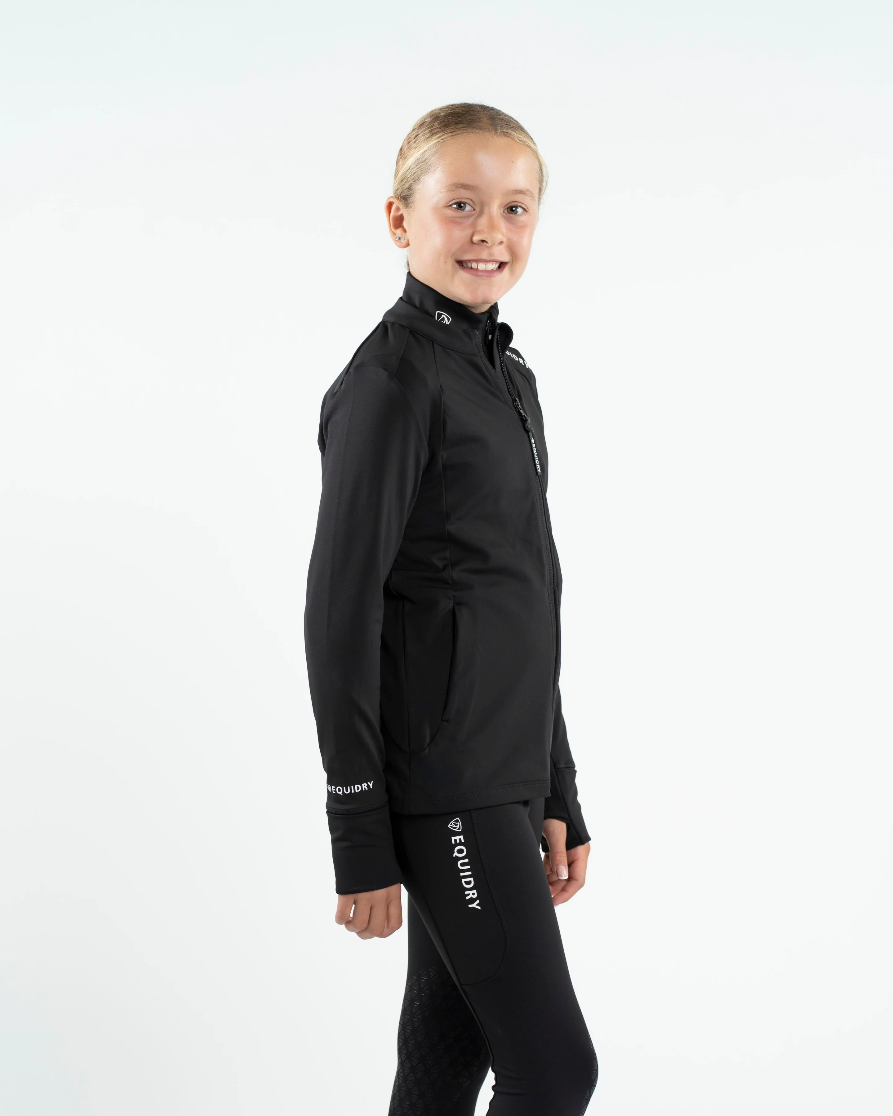 Children's Water Repellent Zip up Top | Black/White - Image 6
