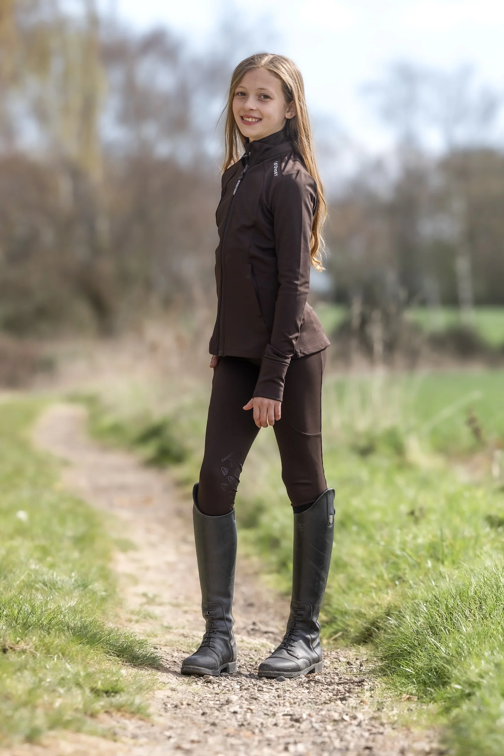 Children's Water Repellent Zip up Top | Brown/White - Image 3