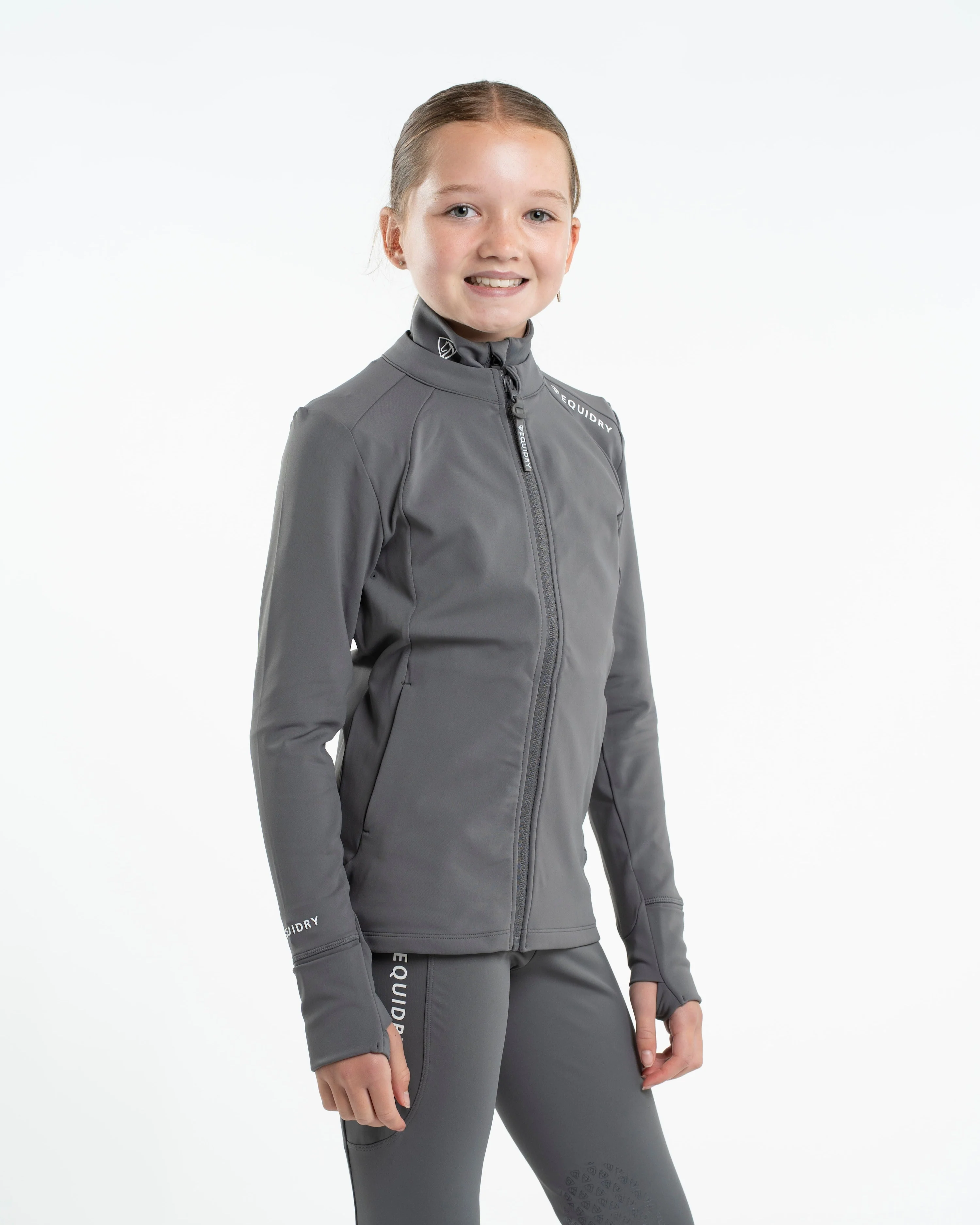 Children's Water Repellent Zip up Top | Grey/White - Image 3