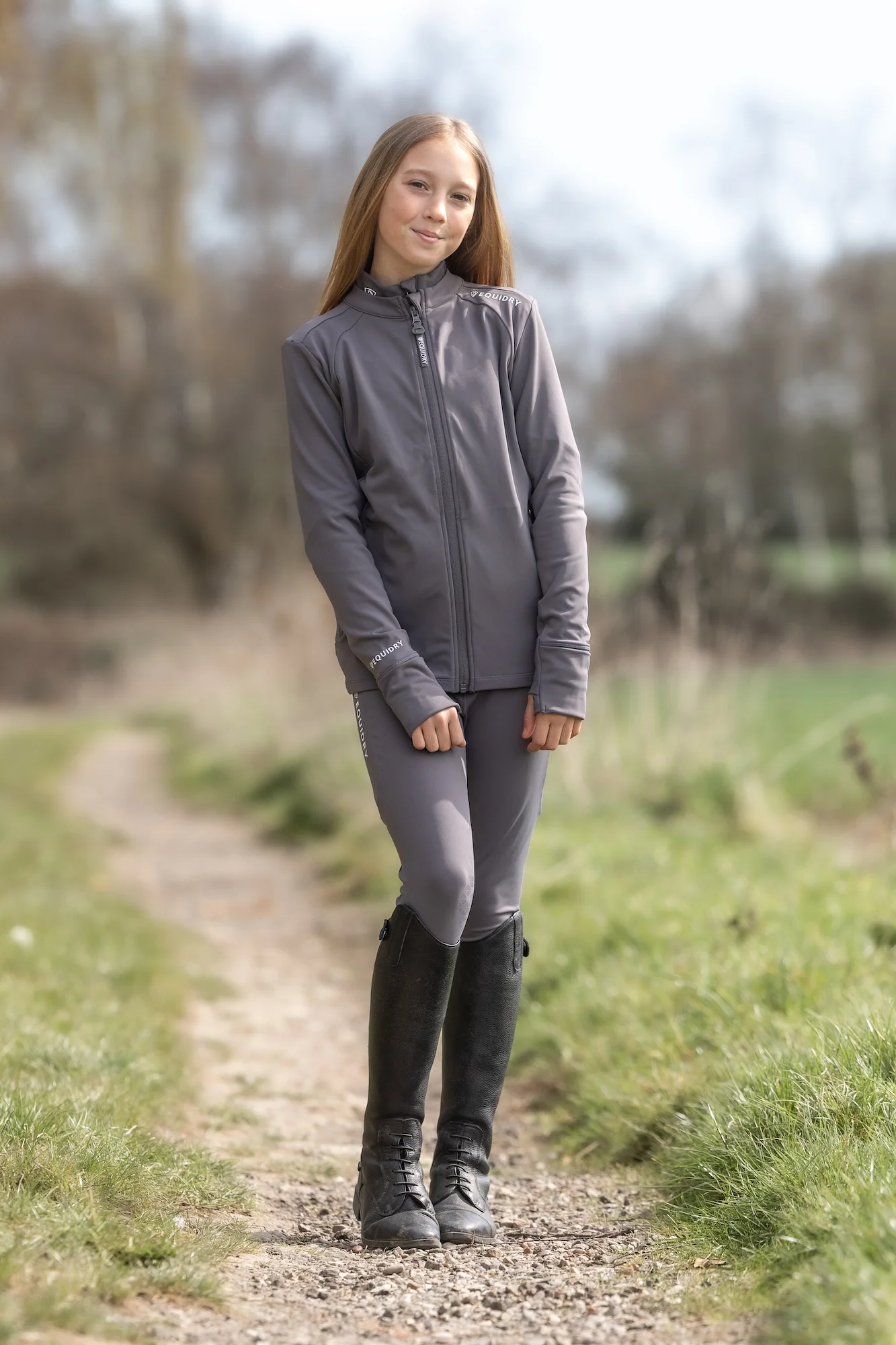 Water Repellent Leggings | Knee Grip | Children's Grey/White - Image 8